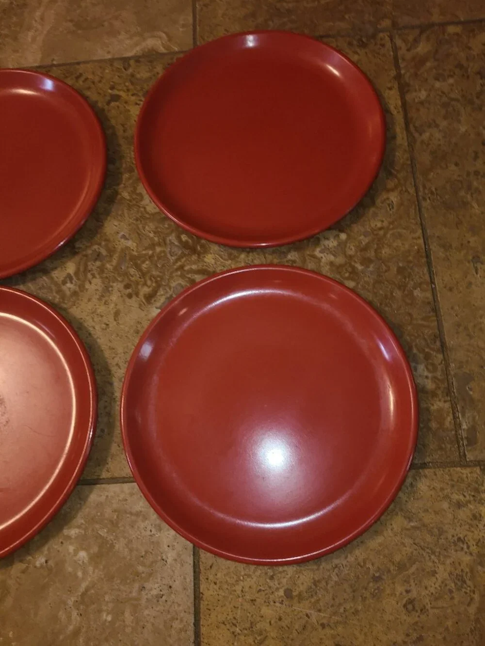 VTG Rubbermaid Melamine Plates Set Of 4 Red Dinner Plates 10